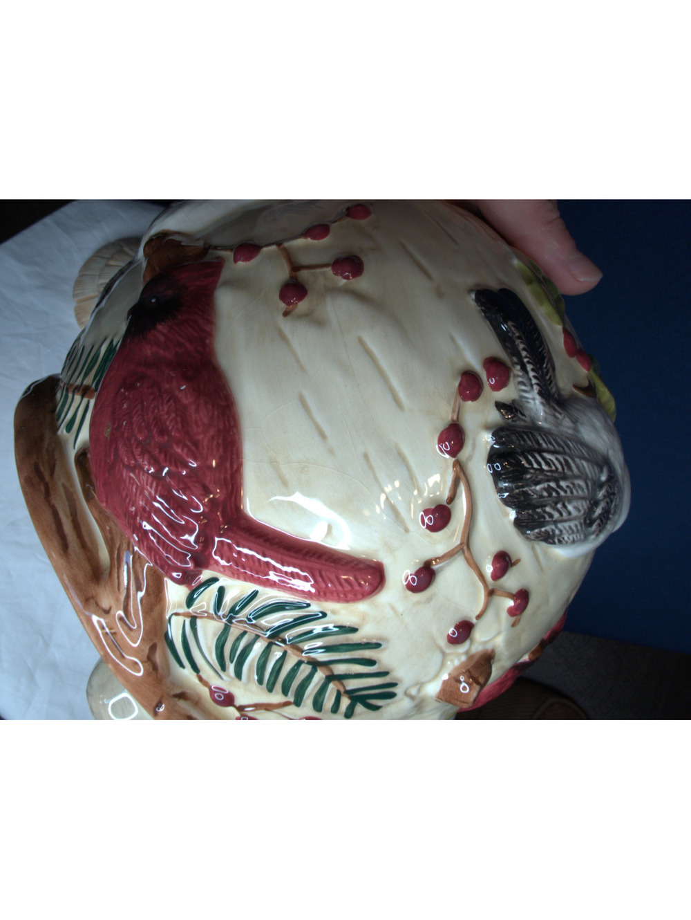 Sonoma Ceramic Bird and Pinecone Cookie Jar with Lid - Picture 7 of 7